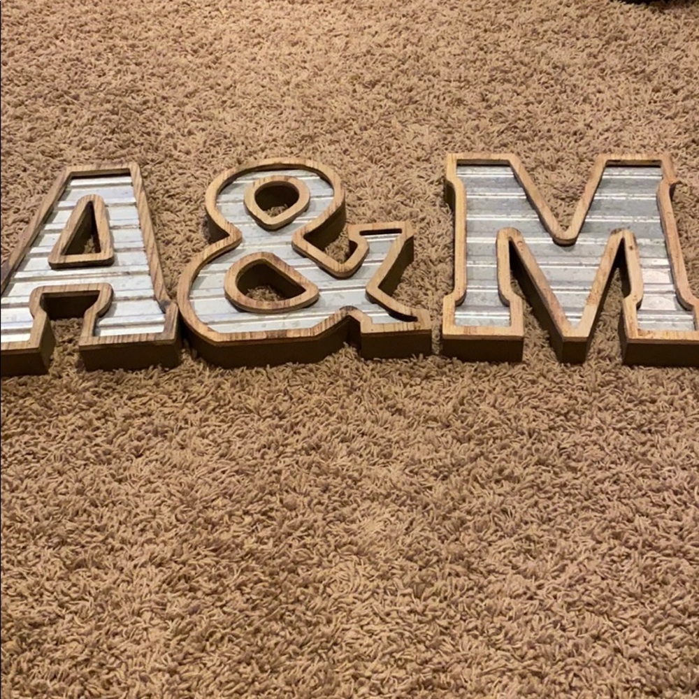 A & M wood/metal letters
